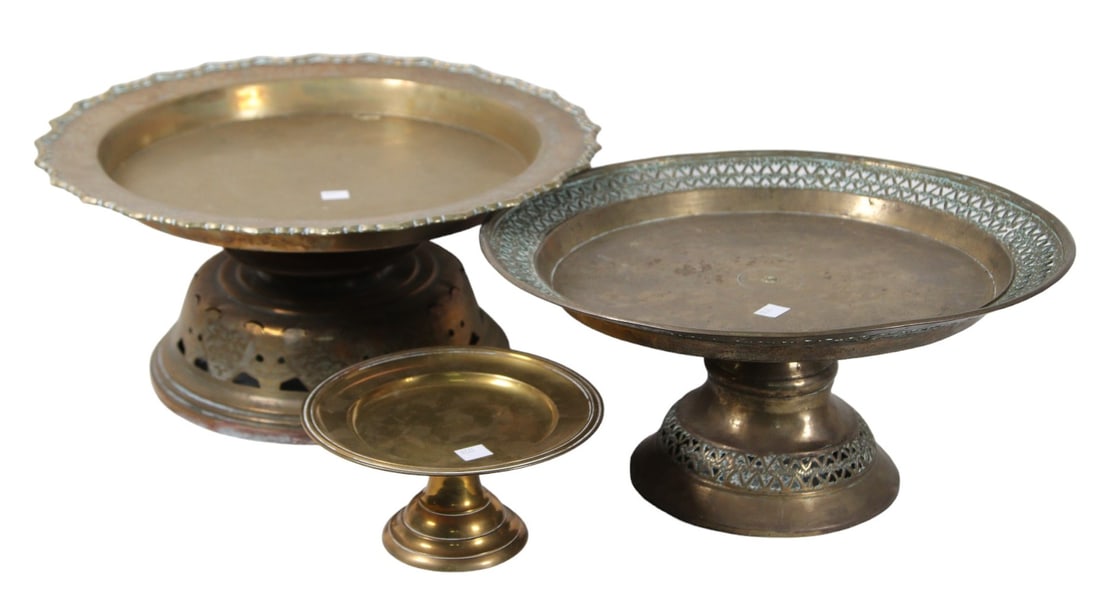 19th CENTURY GRADUATED BRASS TAZZA / COMPOTES (1 of 8)