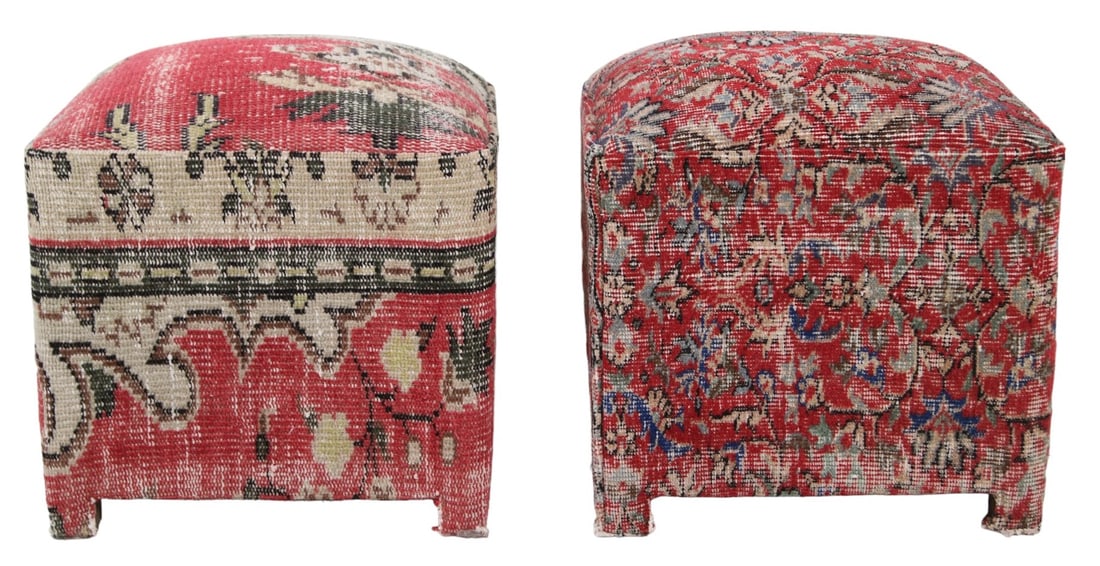 PAIR OF TURKISH CARPET COVERED STOOLS (1 of 4)