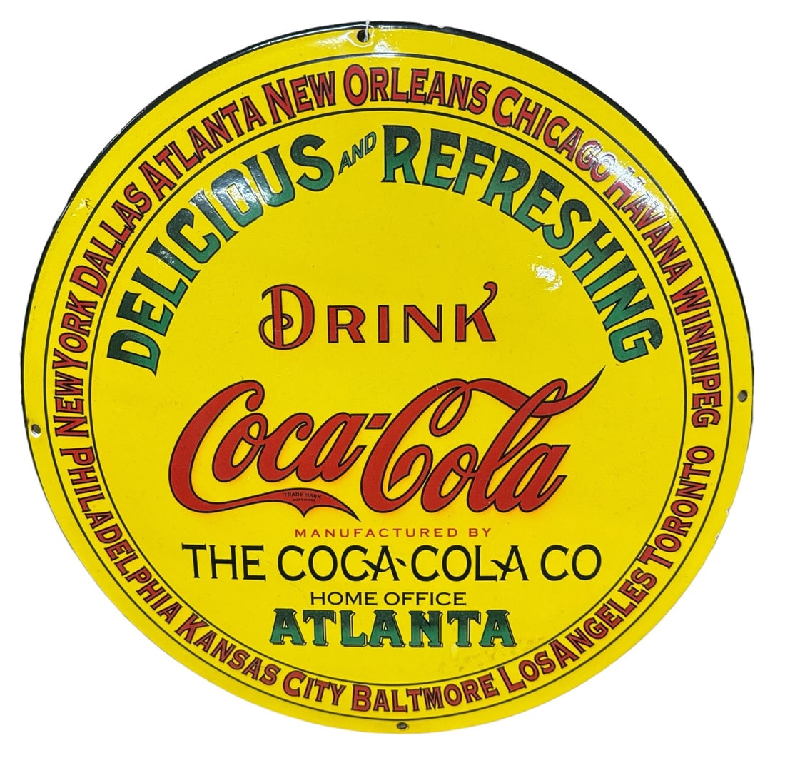 COCA COLA CONVEX SHAPE PORCELAIN SIGN: COCA COLA CONVEX SHAPE PORCELAIN SIGN. Height: 16 in.