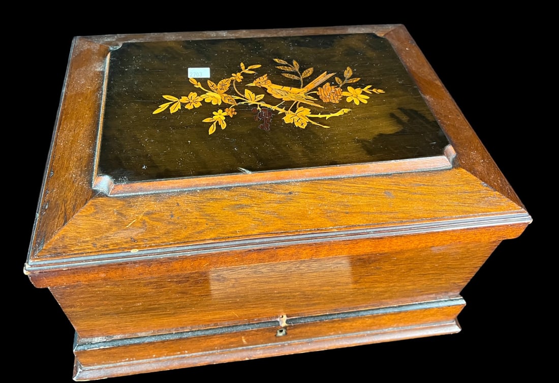CIRCA 1870's INLAID MAHOGANY JEWELRY BOX (1 of 3)