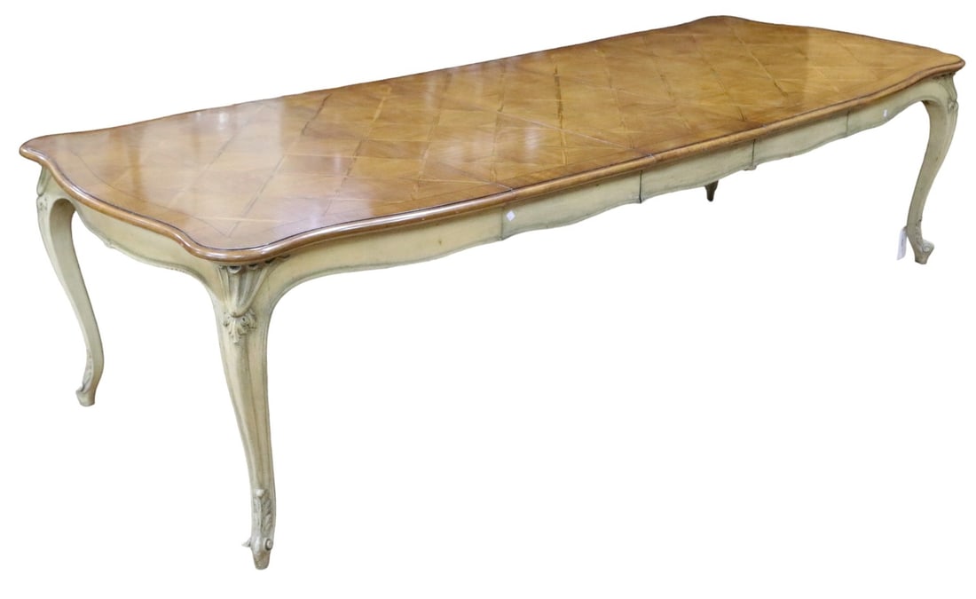 1930's FRENCH STYLE PARQUET TOP DINING TABLE (1 of 6)