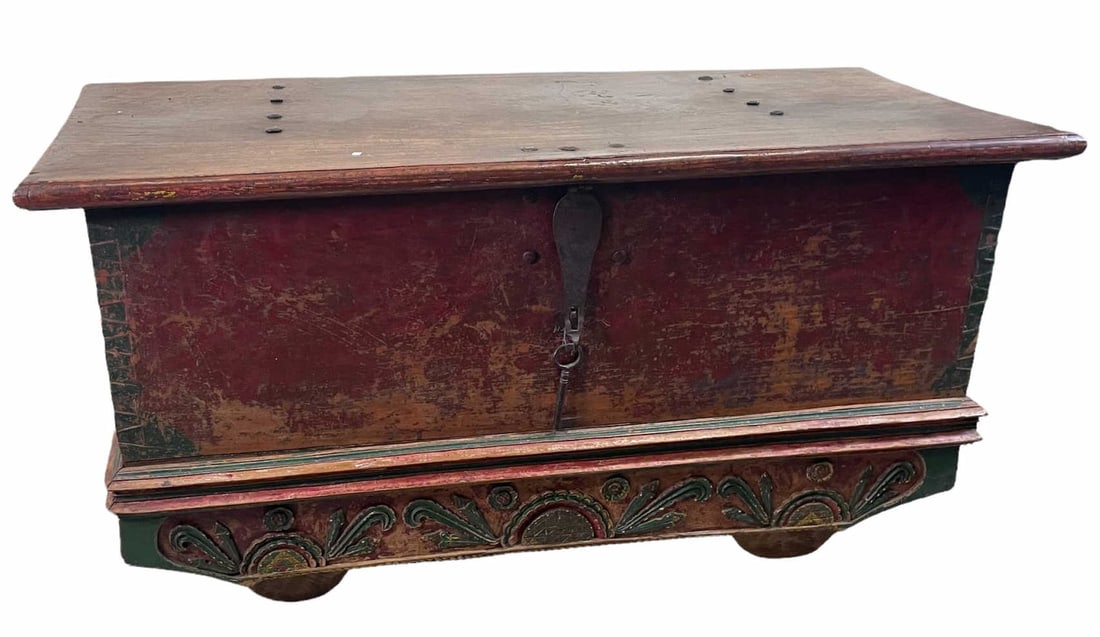 ANTIQUE INDONESIAN TRUNK ON WHEELS (1 of 4)