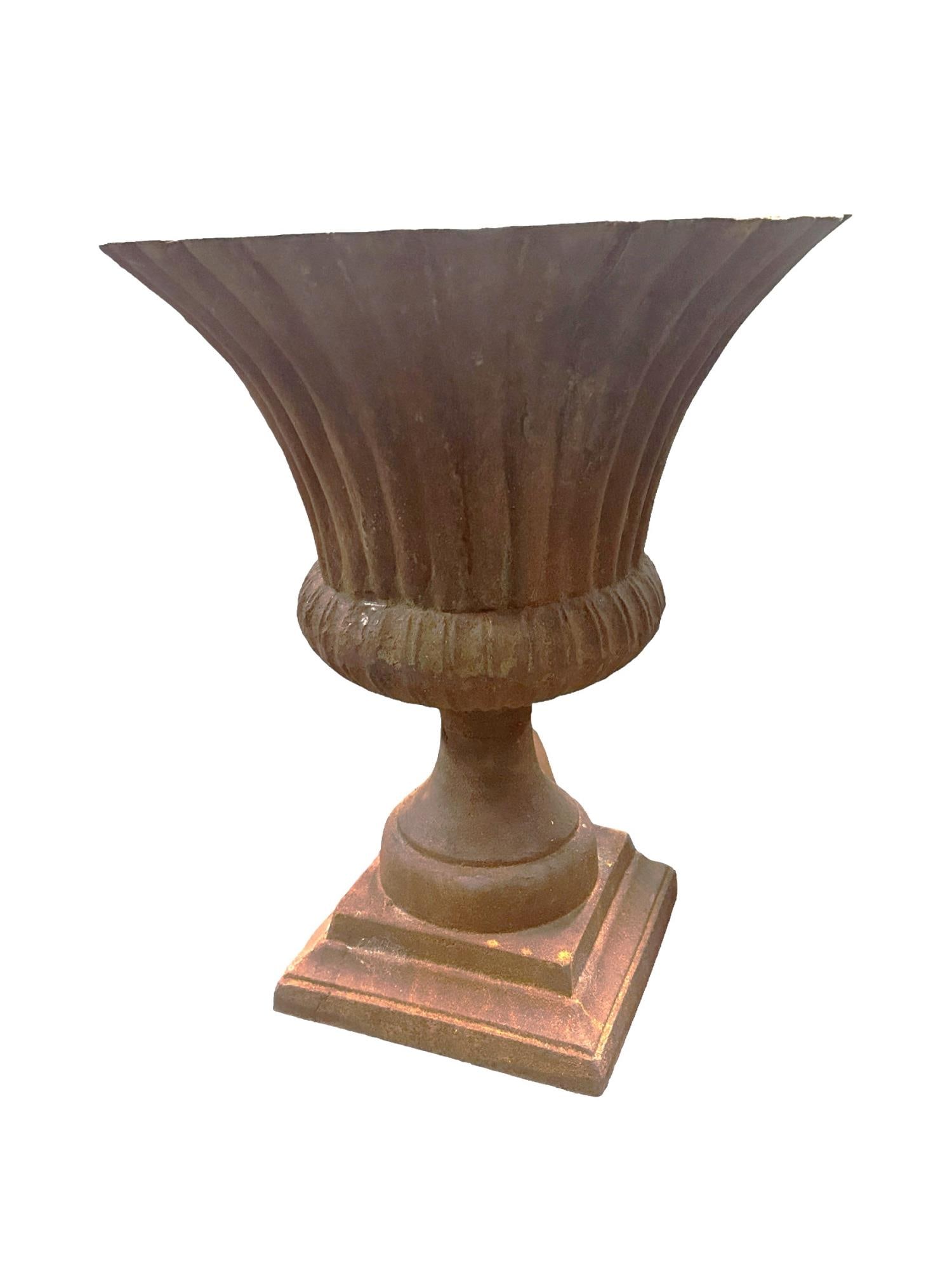 CAST IRON FLUTED GARDEN URN (1 of 2)