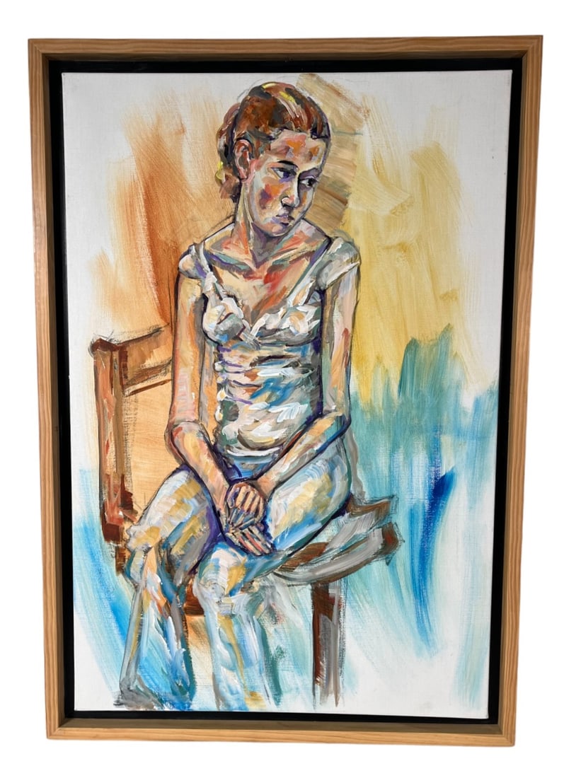 BOB WEIR "NOW WHAT" ACRYLIC ON LINEN PAINTING: BOB WEIR "NOW WHAT" ACRYLIC ON LINEN PAINTING. Height: 39 in. by Width: 27 in. by Depth: 2 in.