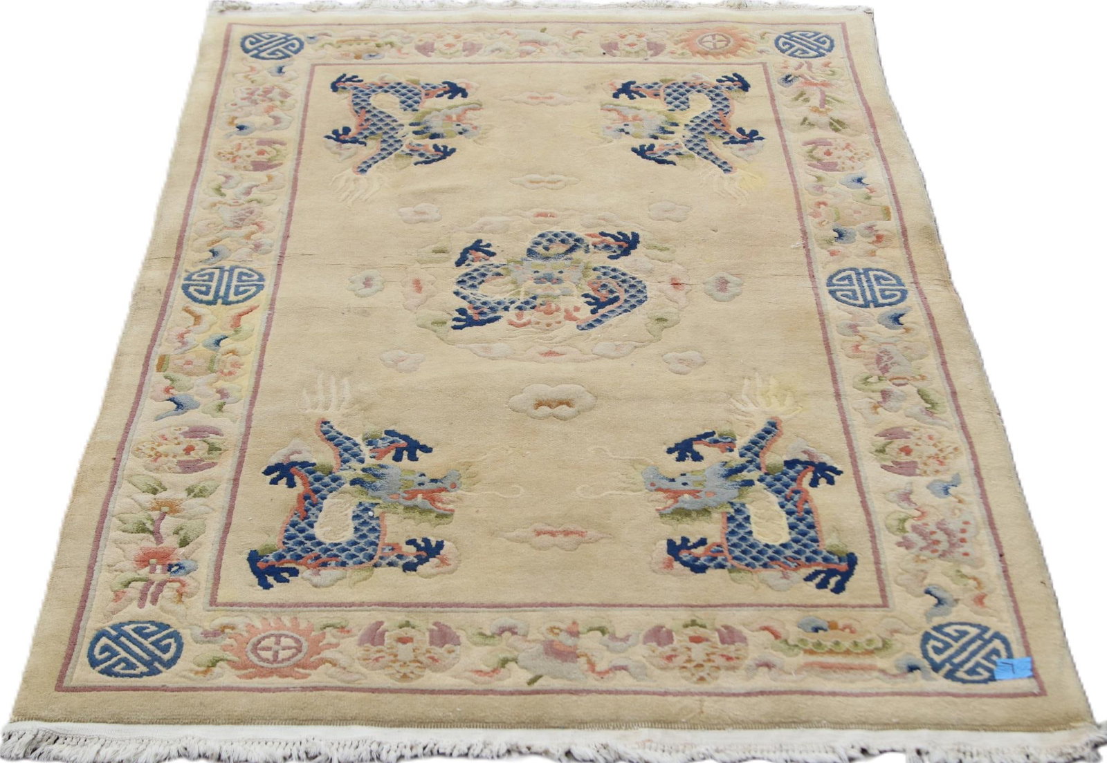 CHINESE ART DECO RUG WITH DRAGONS: CHINESE ART DECO RUG WITH DRAGONS Height: 76 in. by Width: 48