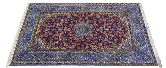 PERSIAN ISFAHAN WOOL & SILK RUG