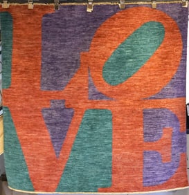 HAND KNOTTED SQUARE "LOVE" CARPET AFTER ROBERT IND