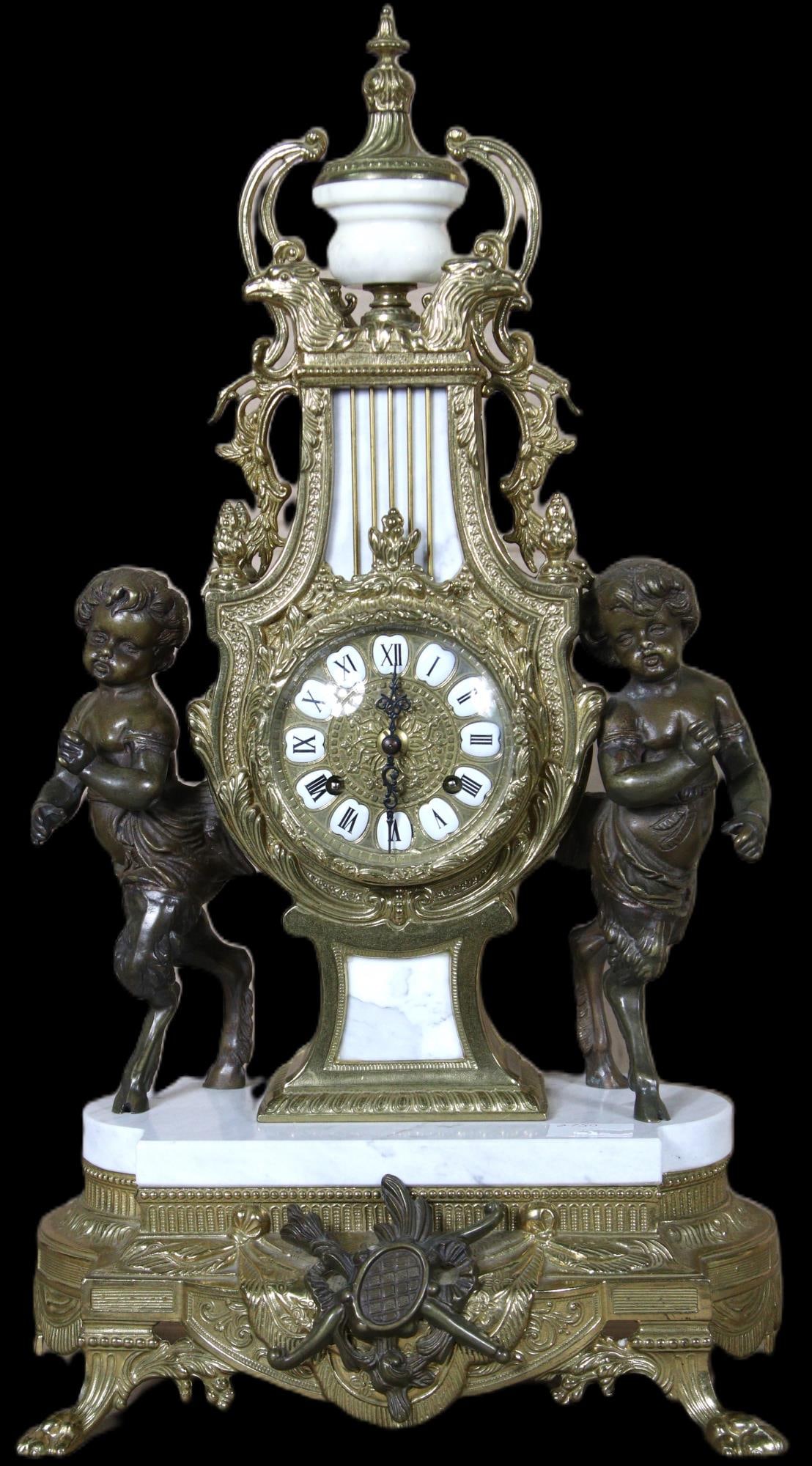 WHITE MARBLE ORMOLU MANTLE CLOCK (1 of 7)