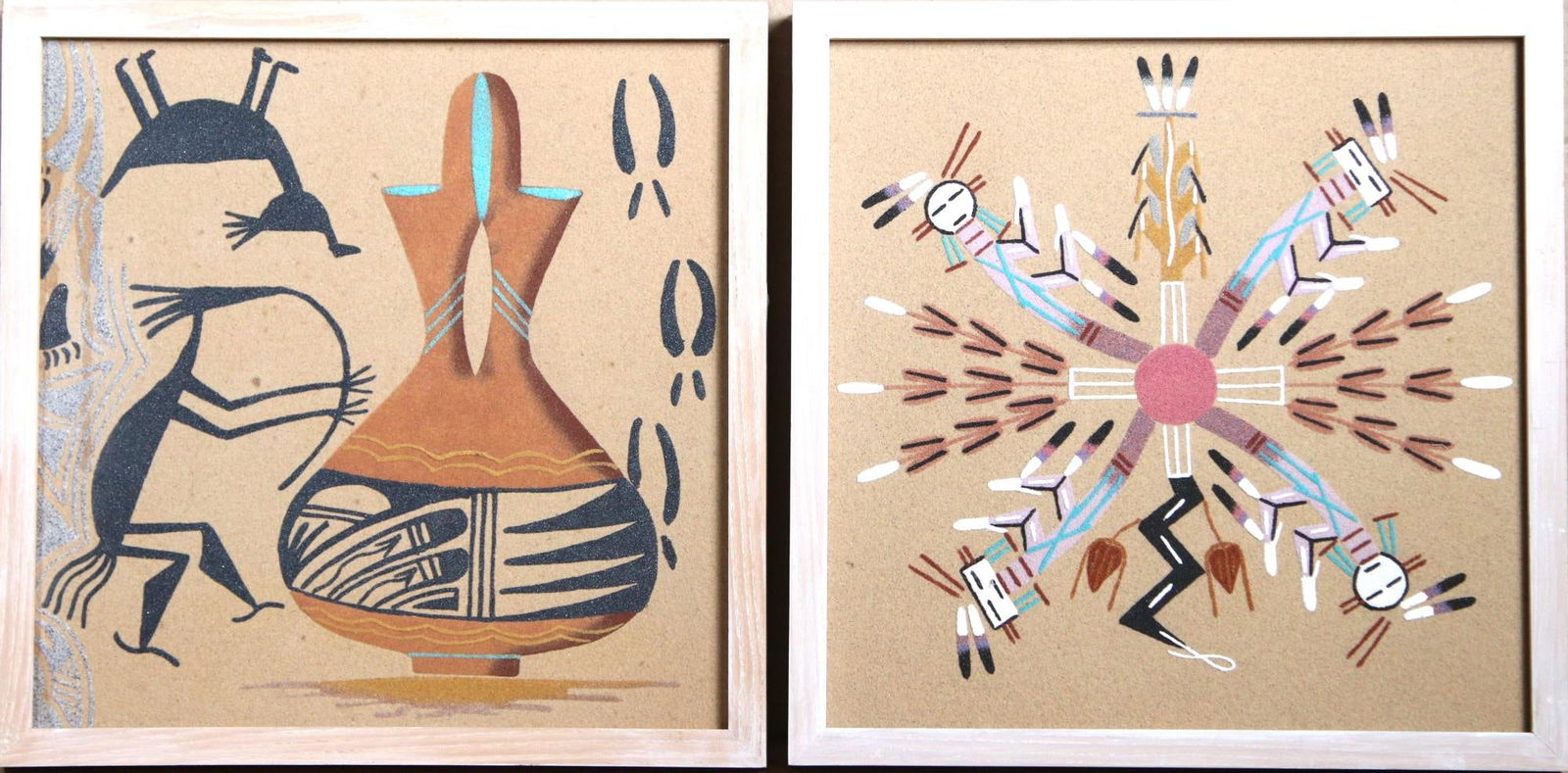 PAIR OF NAVAJO INDIAN SAND PAINTINGS (1 of 3)