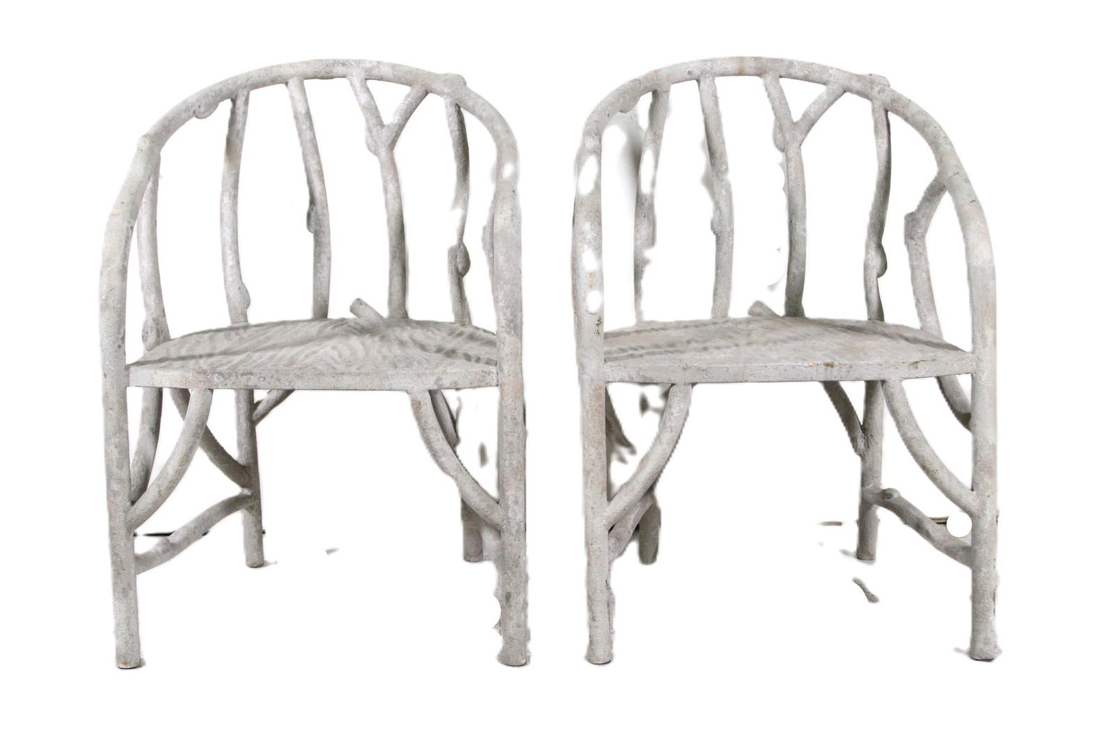 PAIR OF FAUX BOIS ARMCHAIRS: PAIR OF FAUX BOIS ARMCHAIRS. Height: 33.5 in. by Width: 22 in. by Depth: 22 in.