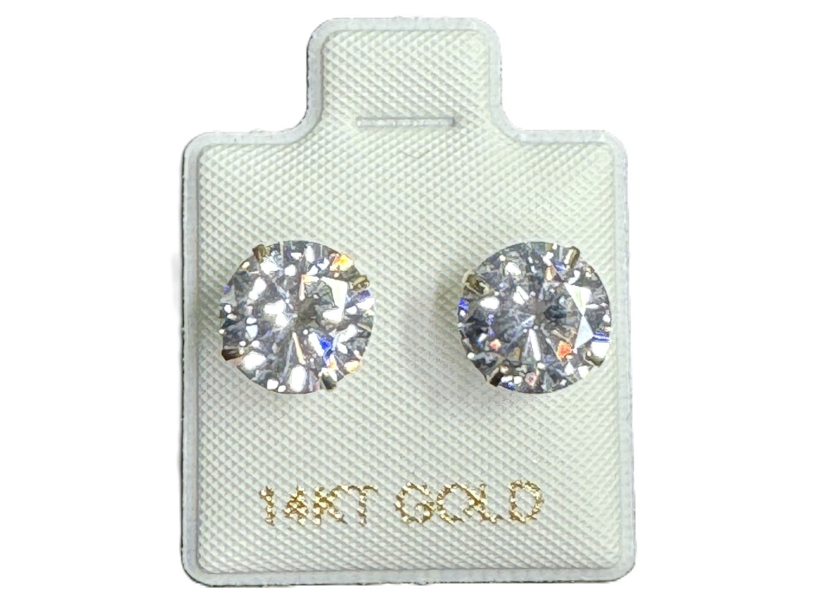 CZ DIAMOND STUD EARRINGS IN 14KT GOLD (1 of 1)