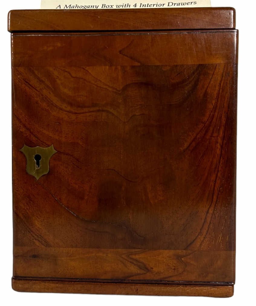 ANTIQUE MAHOGANY BOX WITH FOUR DRAWERS (1 of 3)