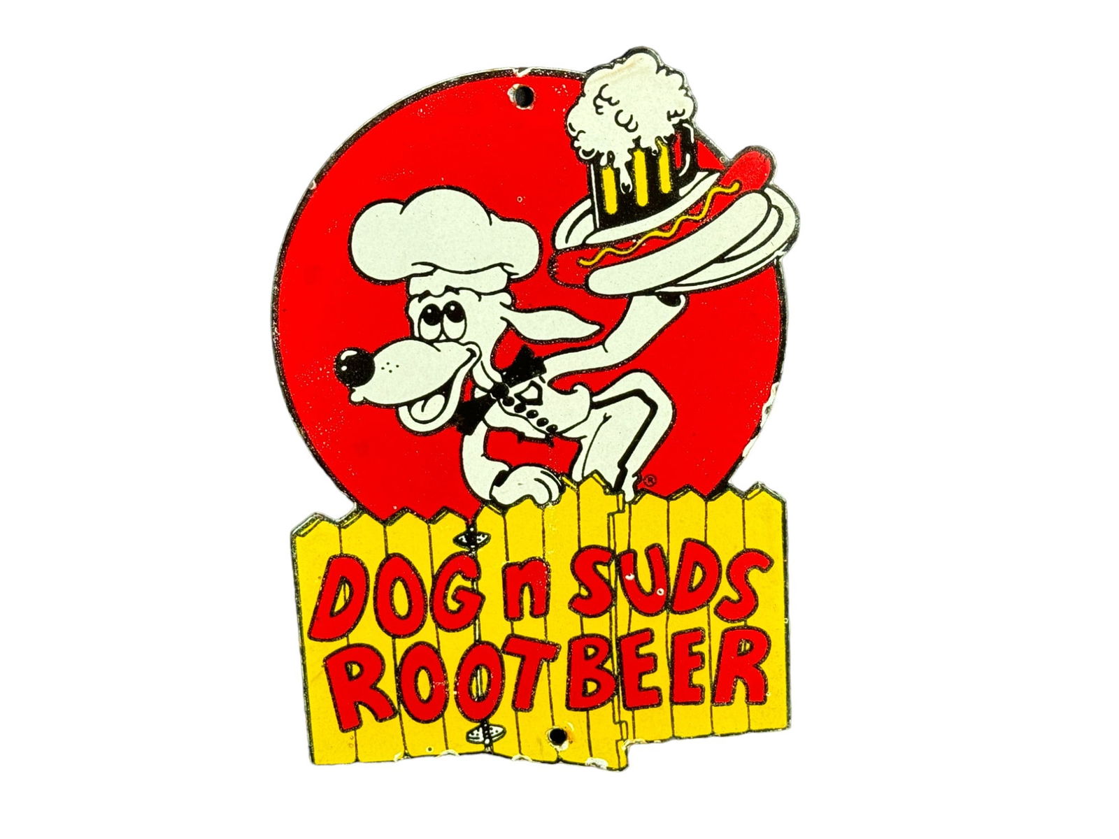 DOGS AND SUDS ROOT BEER PORCELAIN SIGN (1 of 1)