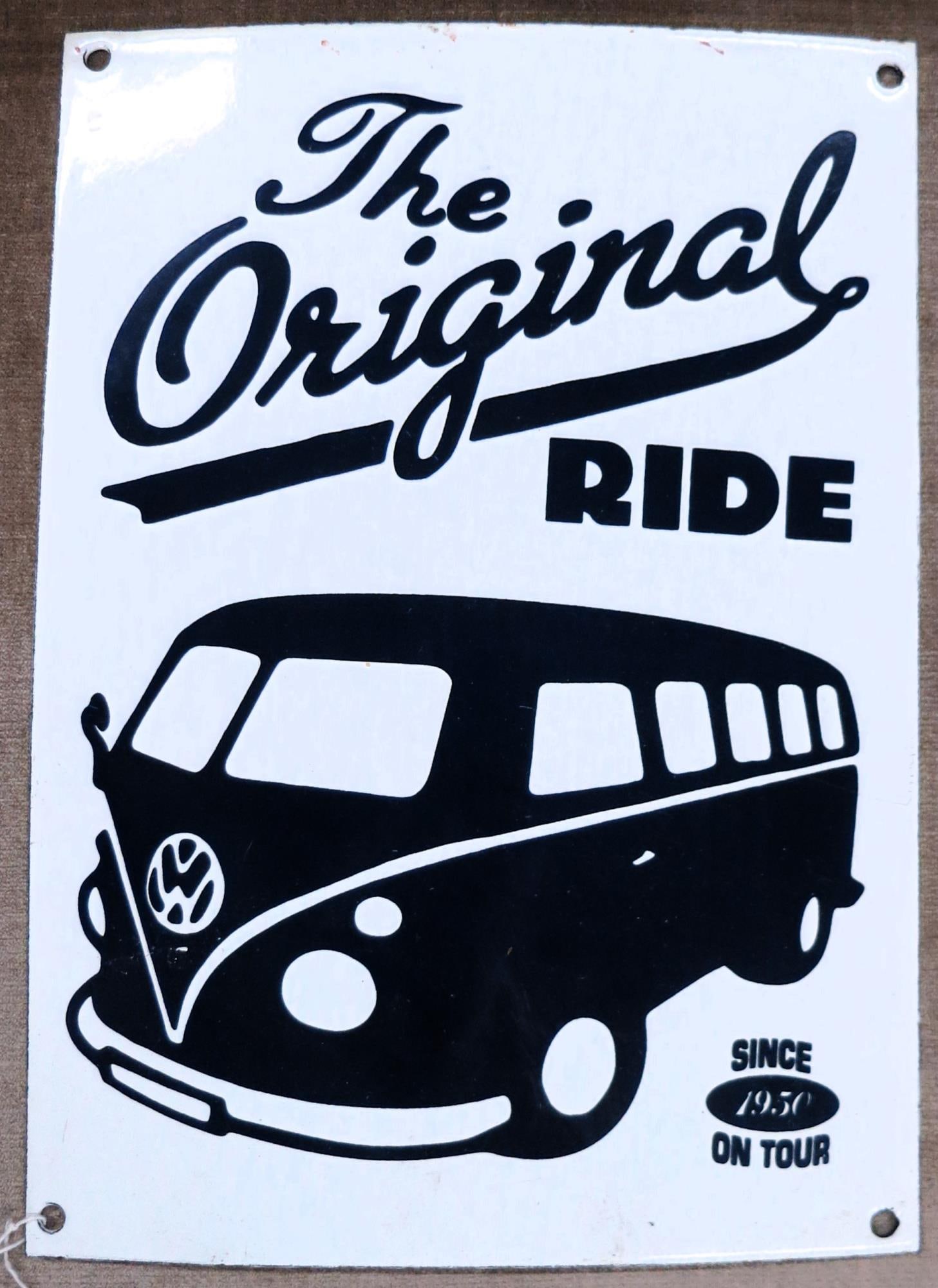 VINTAGE PORCELAIN VW BUS SIGN (1 of 2)