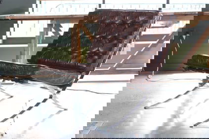 LEATHER AND CHROME BARCELONA CHAIR