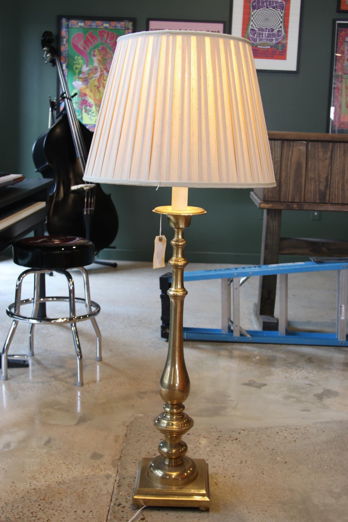 TALL BRASS CANDLESTICK FLOOR LAMP (1 of 3)