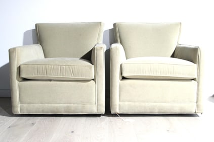 PAIR OF HIGH FASHION SWIVEL ARMCHAIRS