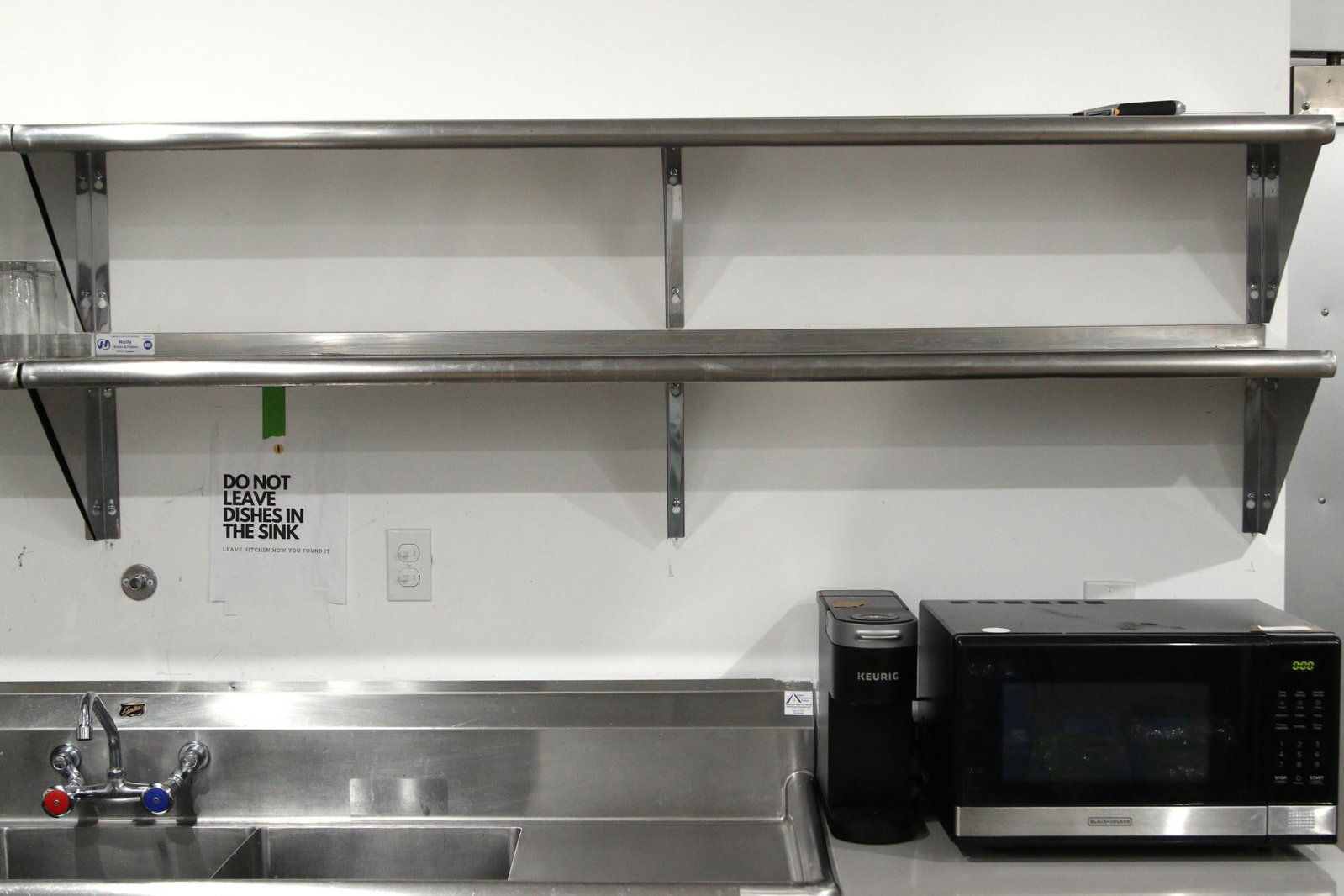 STAINLESS STEEL SHELF: STAINLESS STEEL SHELF. 14"h x 72"w x 11"d.
