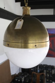 BRASS & GLASS PENDANT LIGHT FIXTURE