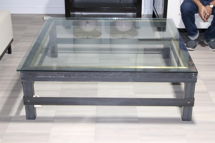 SQUARE GLASS TOP COFFEE TABLE