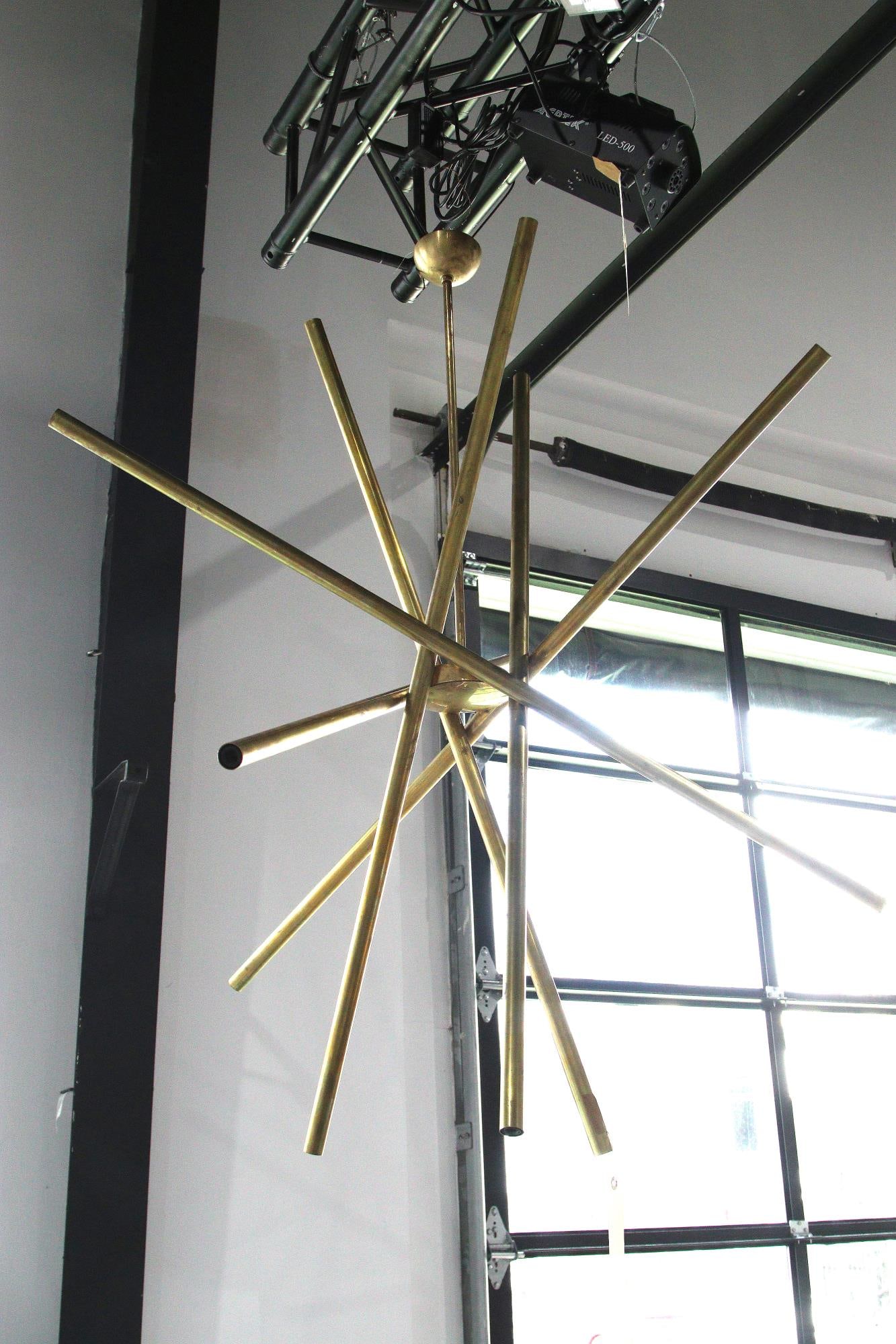 MODERN BRASS TUBE CHANDELIER (1 of 3)