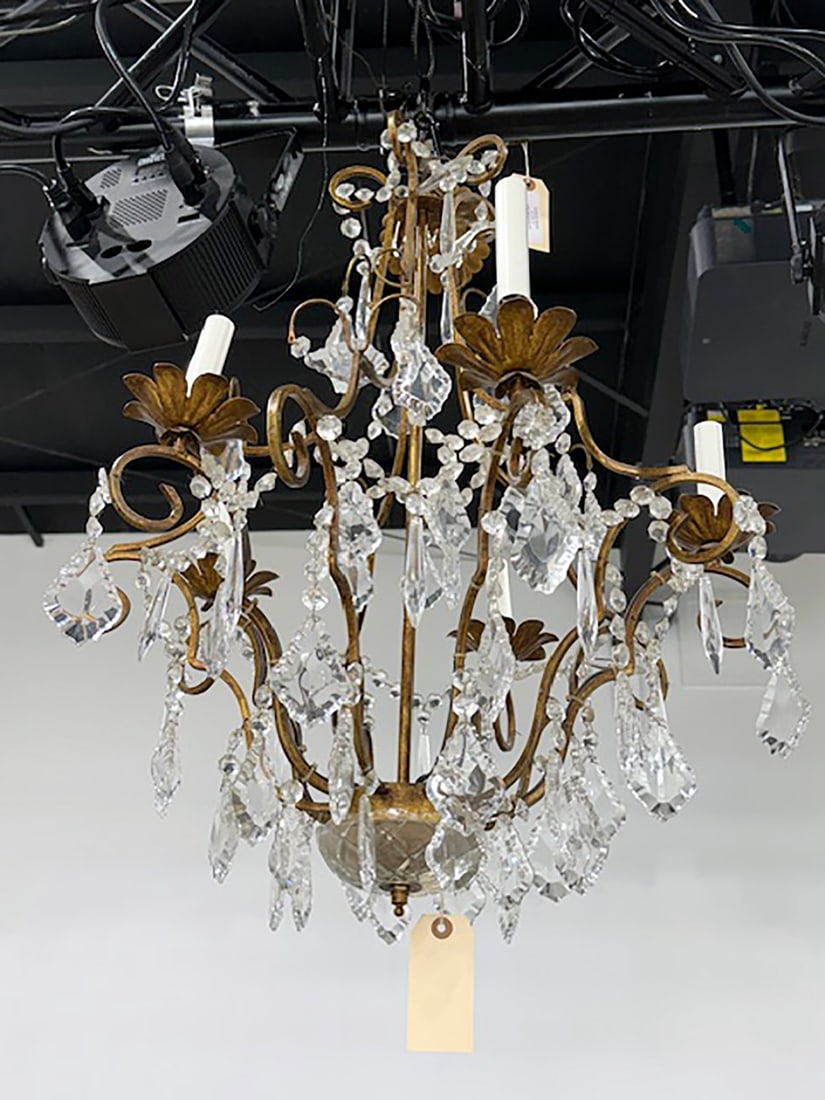 GILT 5 LIGHT CHANDELIER: GILT 5 LIGHT CHANDELIER