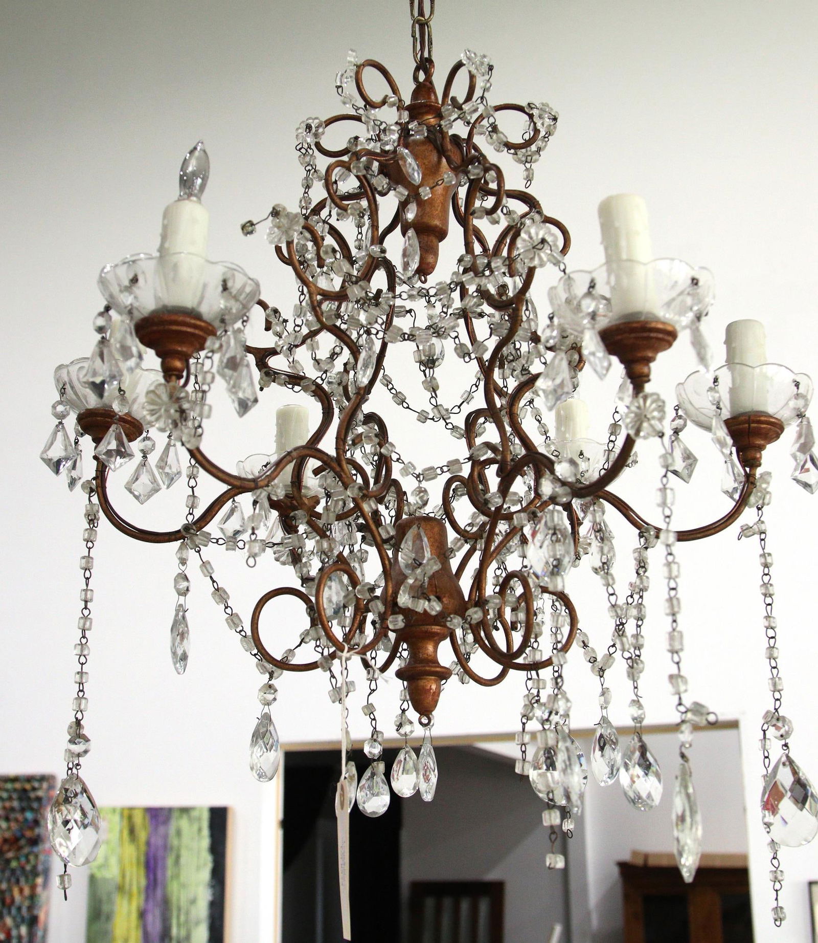 FRENCH CRYSTAL BEADED CHANDELIER (1 of 3)