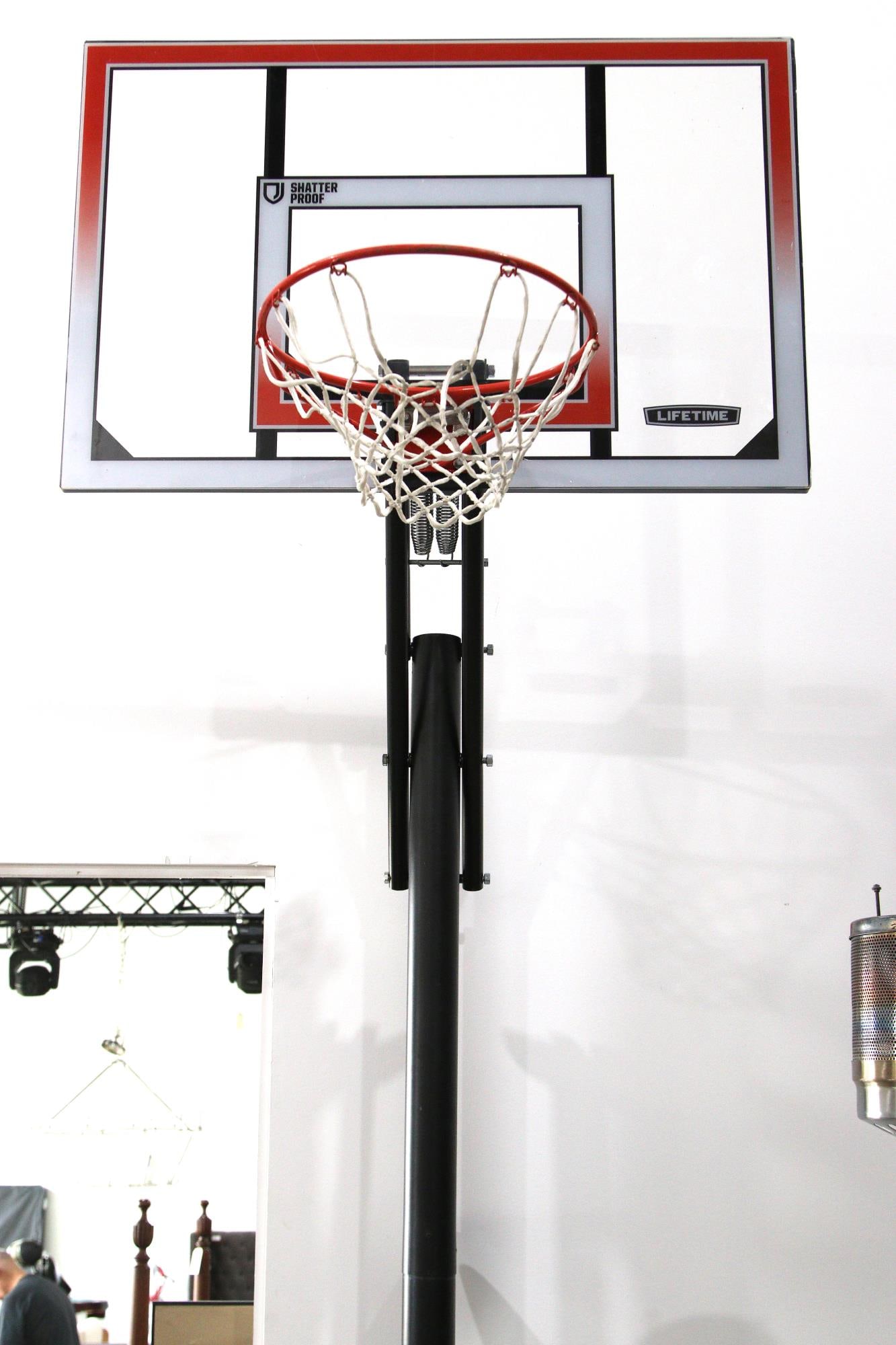 LIFETIME BASKET BALL HOOP: LIFETIME BASKET BALL HOOP. 110"h x 31"w x 46"d.