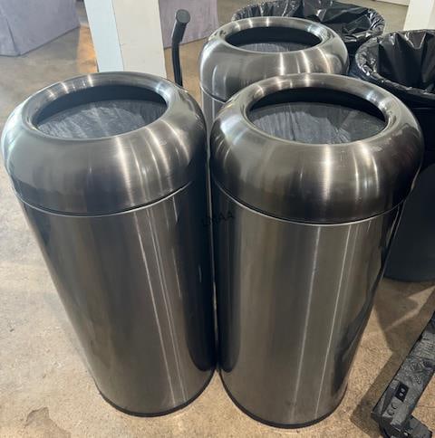 THREE METAL TRASH CANS (1 of 1)