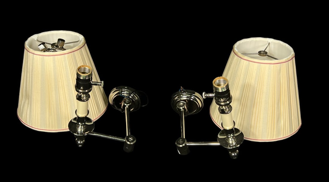 PAIR OF WALL SCONCES WITH MATCHING SHADES (1 of 3)