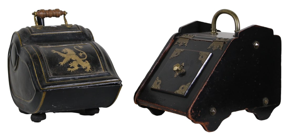 LOT OF TWO ANTIQUE COAL SCUTTLES (1 of 4)