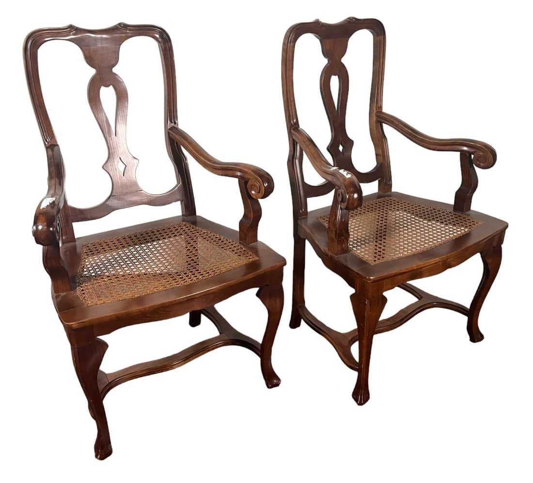 PAIR 19TH CENTURY VENETIAN BAROQUE ARMCHAIRS: PAIR 19TH CENTURY VENETIAN BAROQUE ARMCHAIRS. Height: 41 in. by Width: 24 in. by Depth: 21