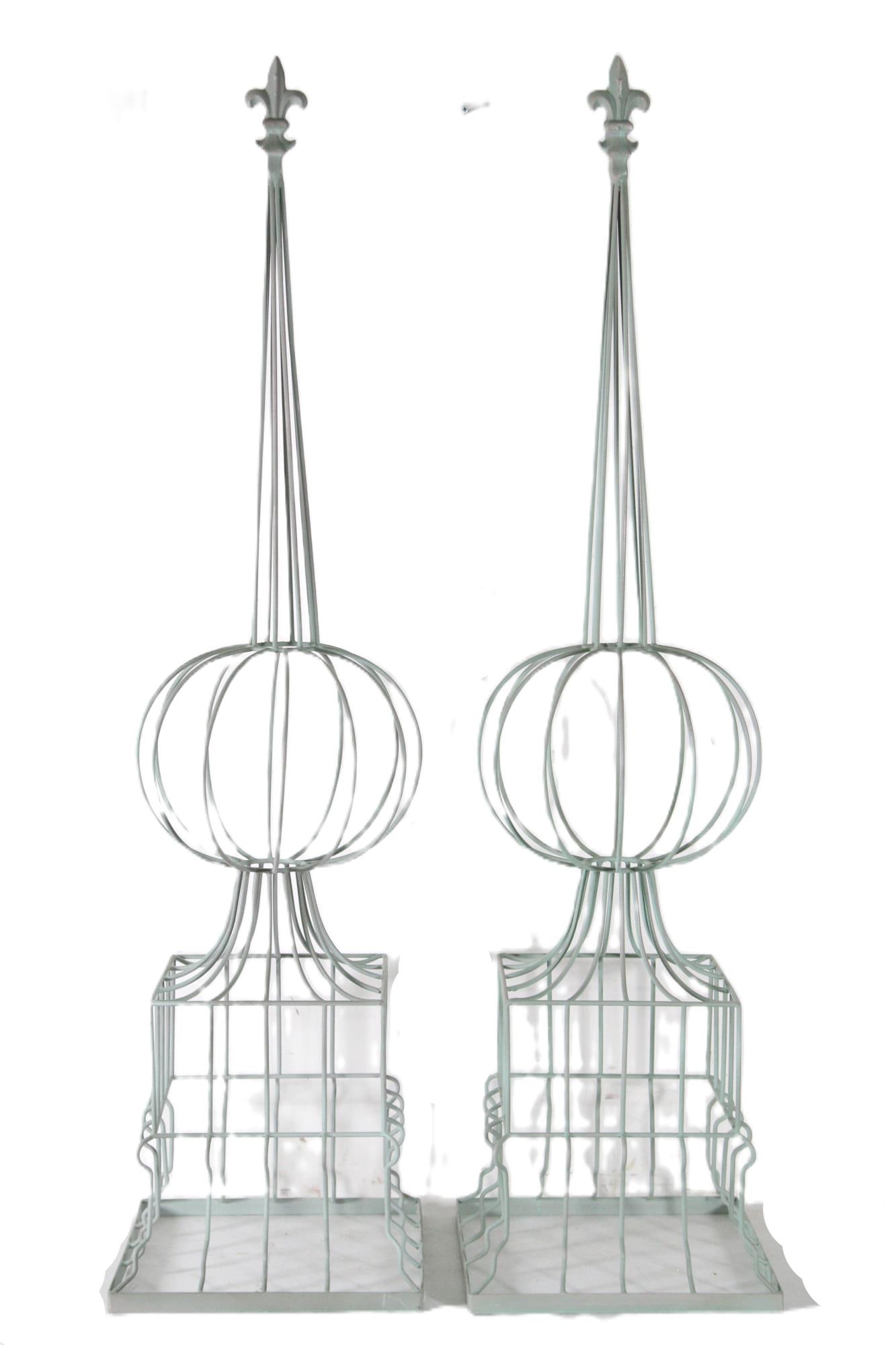 PAIR OF METAL FINIALS WITH FLEUR DE LIS (1 of 4)