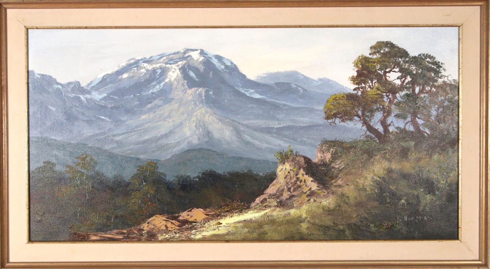 SIGNED OIL ON CANVAS LANDSCAPE OF THE MOUNTAINS (1 of 4)