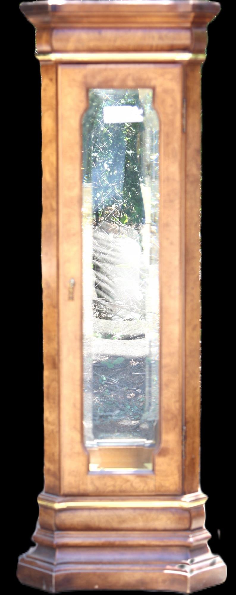 WOODEN PEDESTAL CABINET (4 SIDES, ONE GLASS SIDE): WOODEN PEDESTAL (4 SIDES, ONE GLASS SIDE) Height: 42 in. by Width: 14 in. by Depth: 14 in.