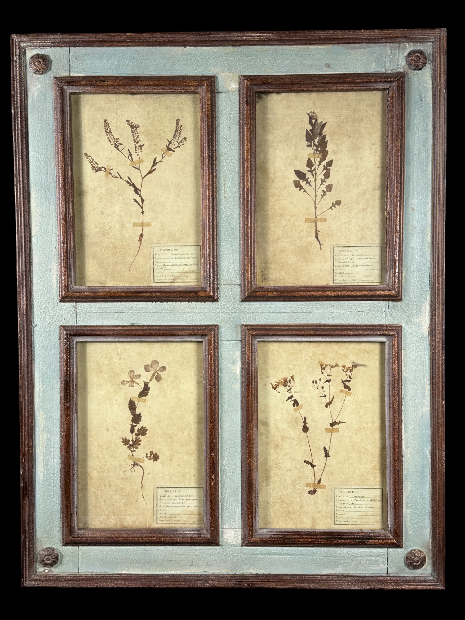 PAIR RUSTIC 4 PANEL FRAMED BOTANICALS (1 of 6)