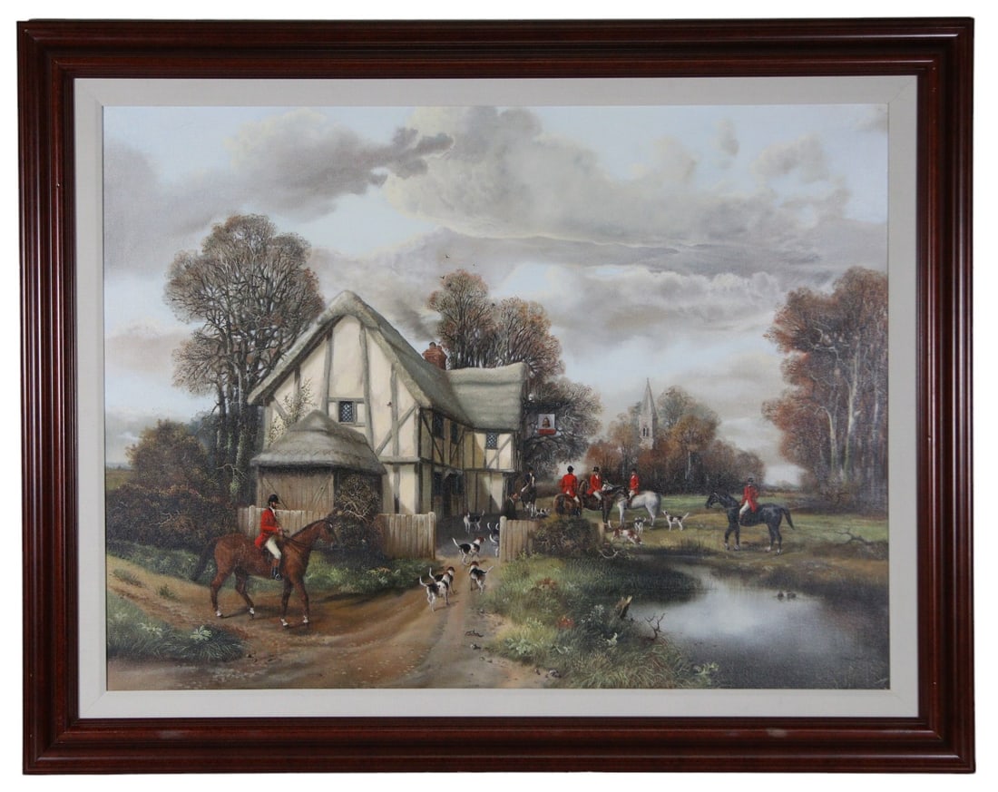 PAUL ROBERTS "MEETING AT THE BELL" OIL ON CANVAS (1 of 6)