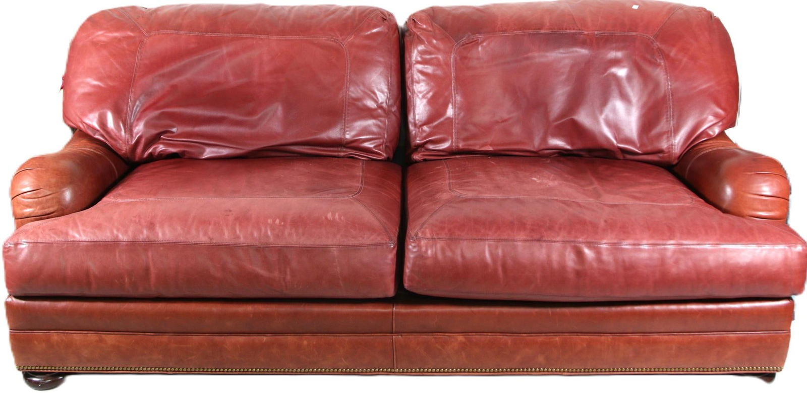 1WHITTEMORE-SHERRILL RED LEATHER SOFA (1 of 3)