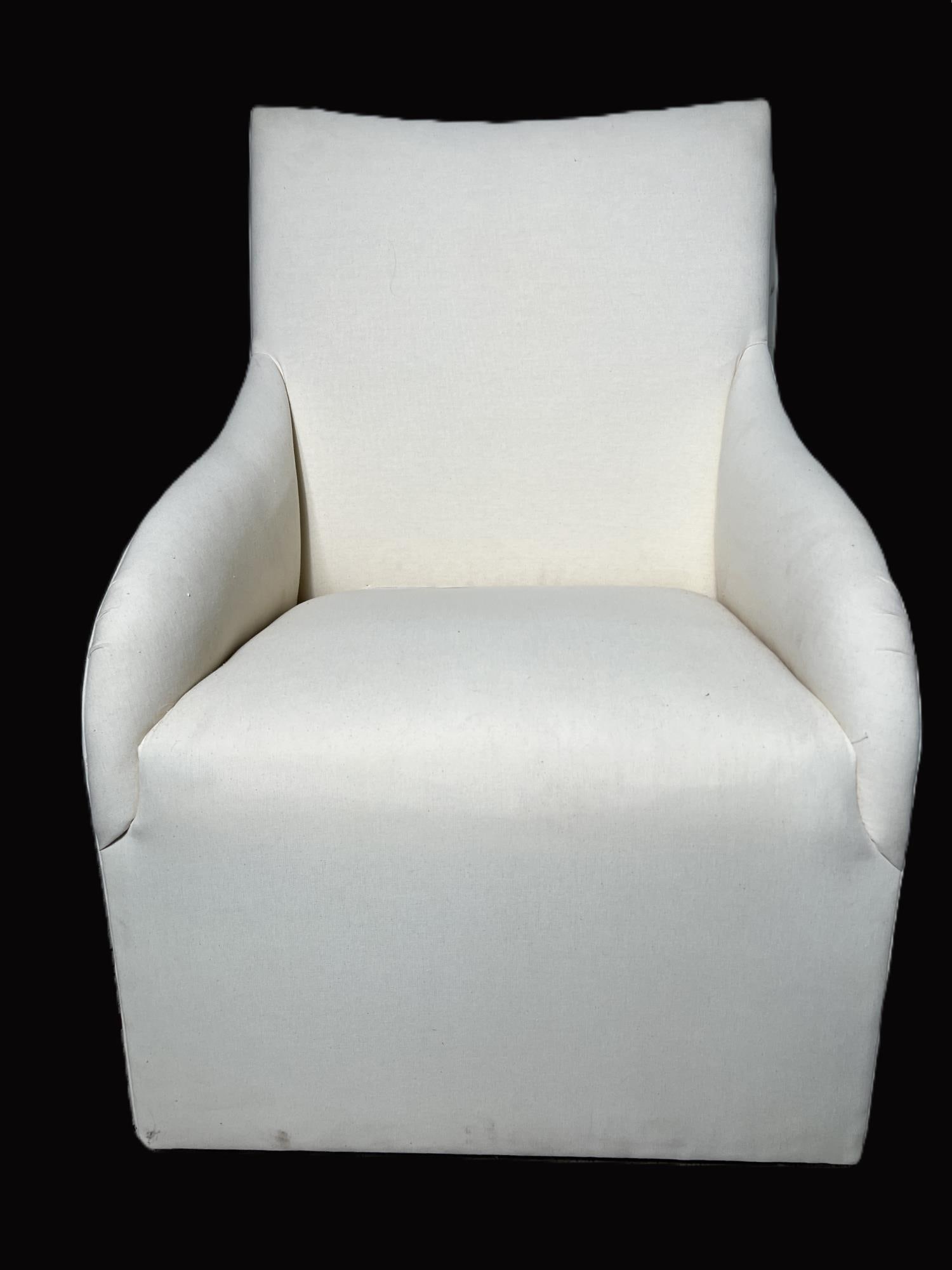 CONTEMPORARY UPHOLSTERED ARMCHAIR: CONTEMPORARY UPHOLSTERED ARMCHAIR. Height: 42 in. by Width: 27 in. by Depth: 27 in.