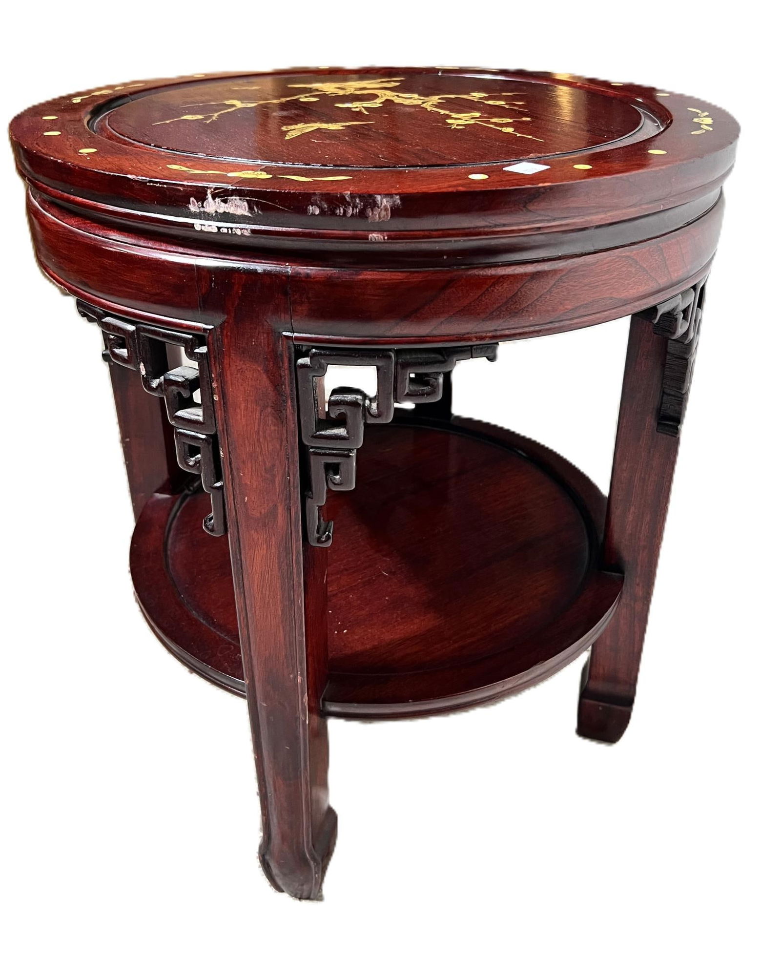 CHINESE ROSEWOOD ROUND TABLE WITH INLAY (1 of 2)