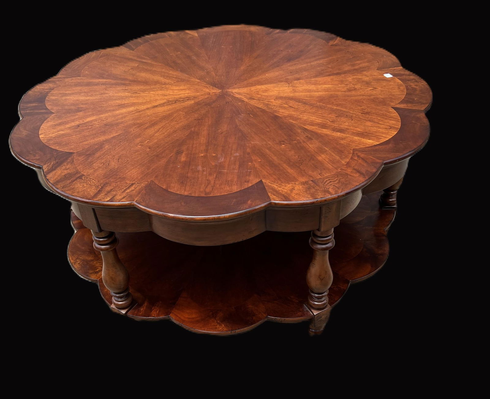 MAHOGANY SCALLOPED TOP COFFEE TABLE (1 of 2)