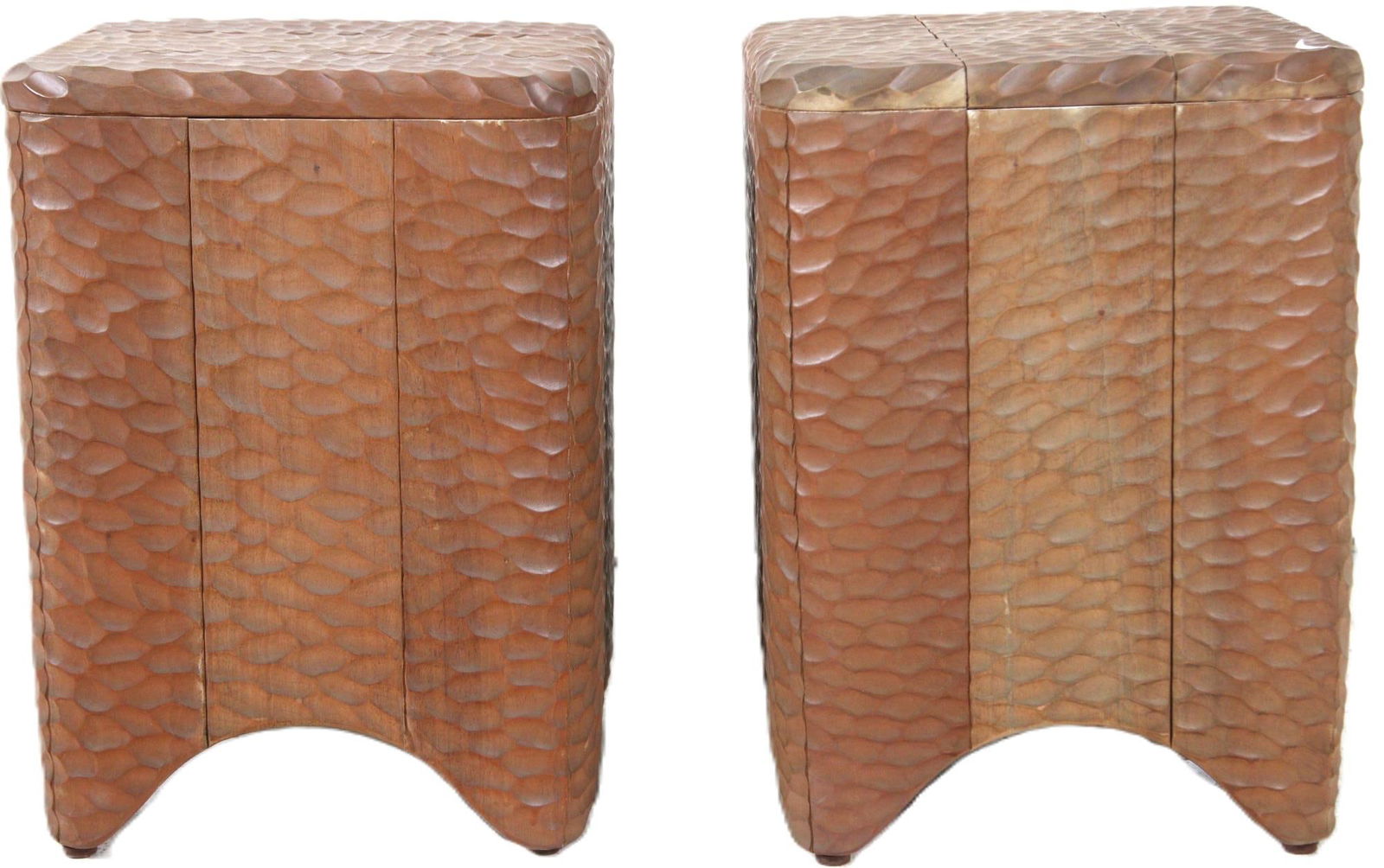 TWO NATURAL FINISH WOOD SIDE TABLES (1 of 3)