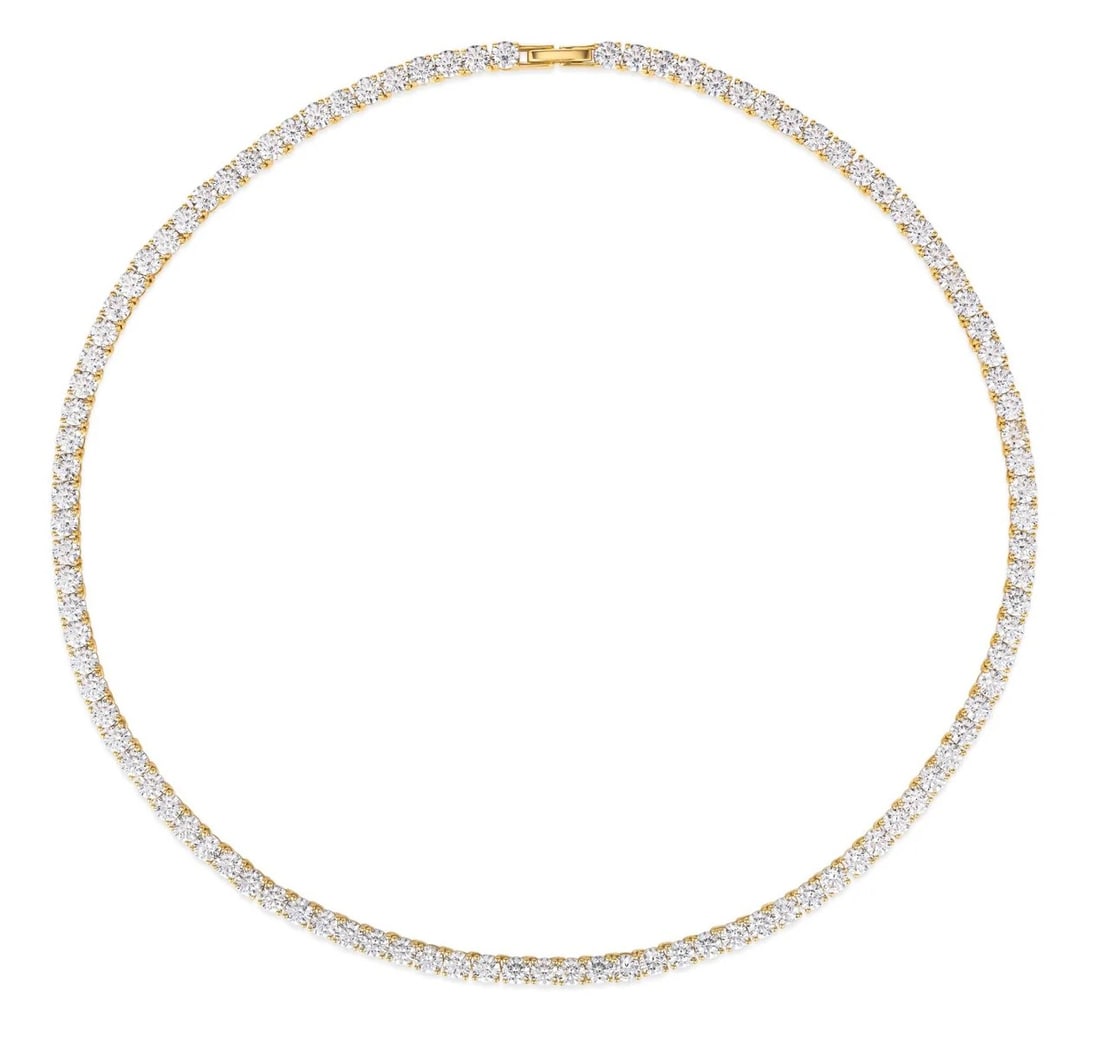 DIAMOND (LAB) CHOKER NECKLACE: DIAMOND (LAB) CHOKER NECKLACE GOLD/STERLING