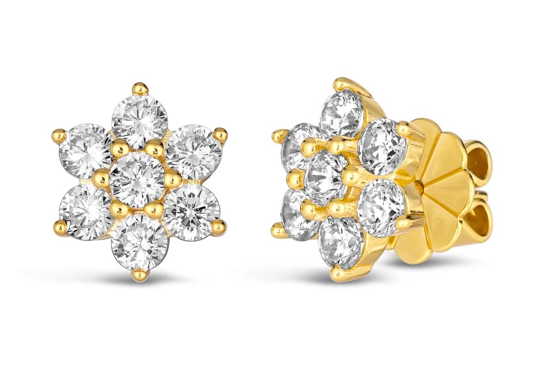 ROSETTE 1.5TCW STUD EARRINGS STERLING/GOLD (1 of 3)