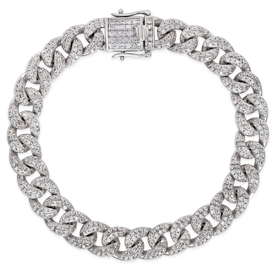 DIAMOND (LAB) CUBAN 6.75 IN LINK BRACELET STERLING (1 of 2)