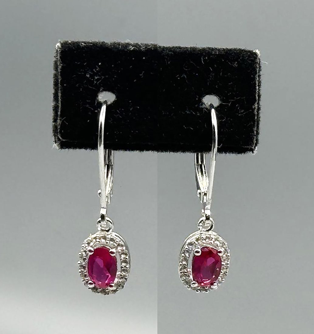 RUBY AND DIA STYLE STERLING EARRINGS (1 of 3)