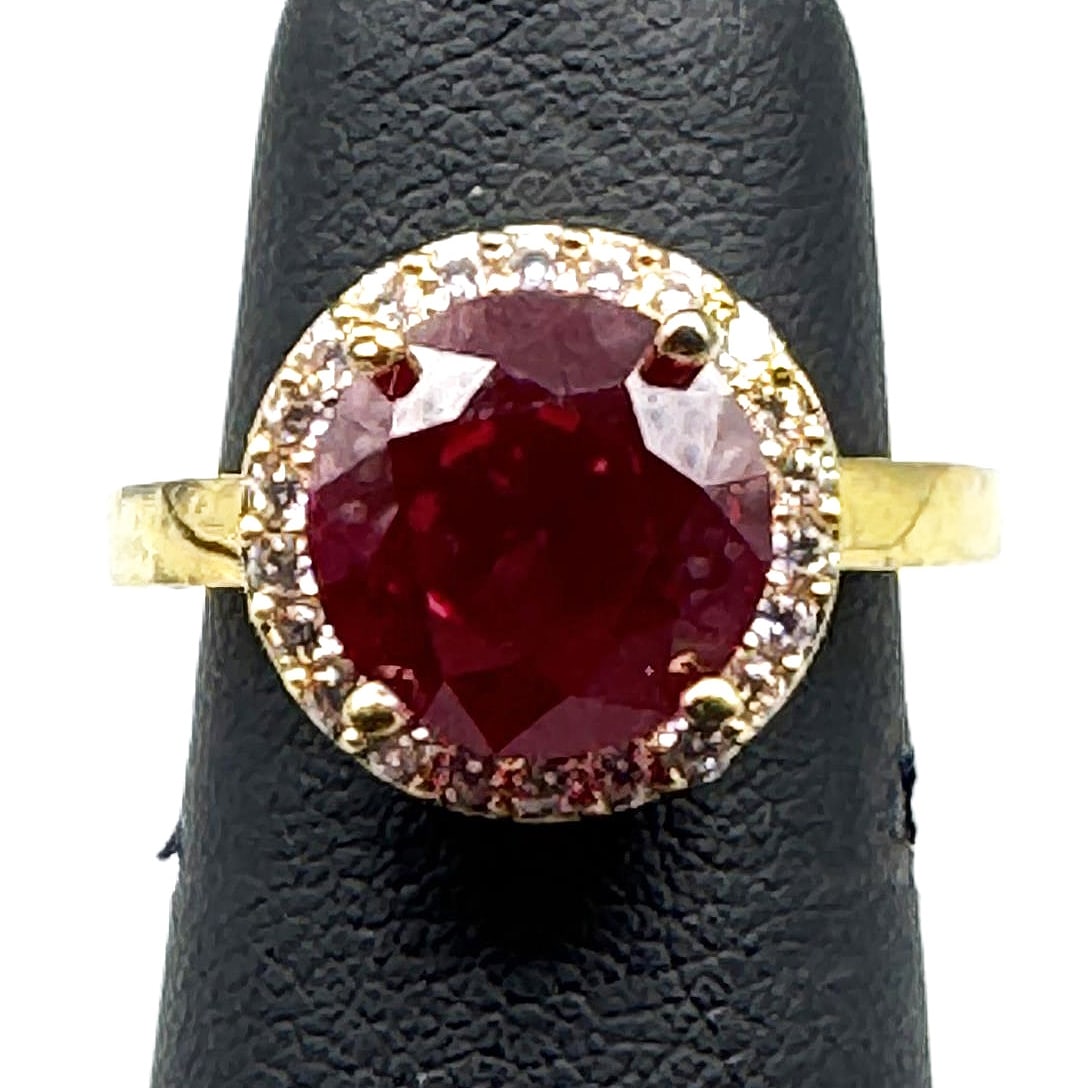 RUBY AND DIA RING IN STERLING/GOLD: RUBY AND DIA RING IN STERLING/GOLD SIZE 6