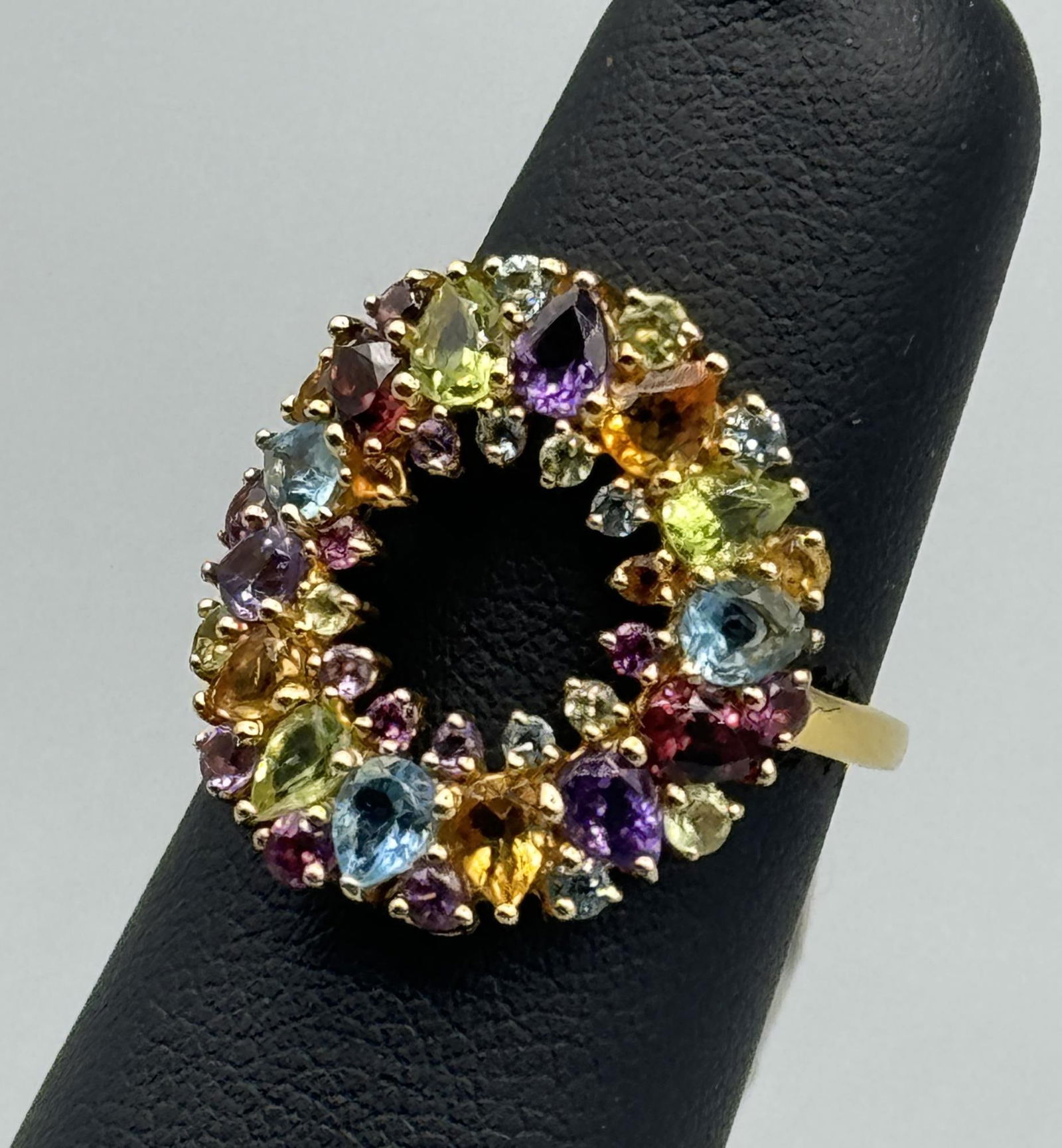 18KT YELLOW GOLD AMETHYST GARNET CITRINE RING (1 of 3)