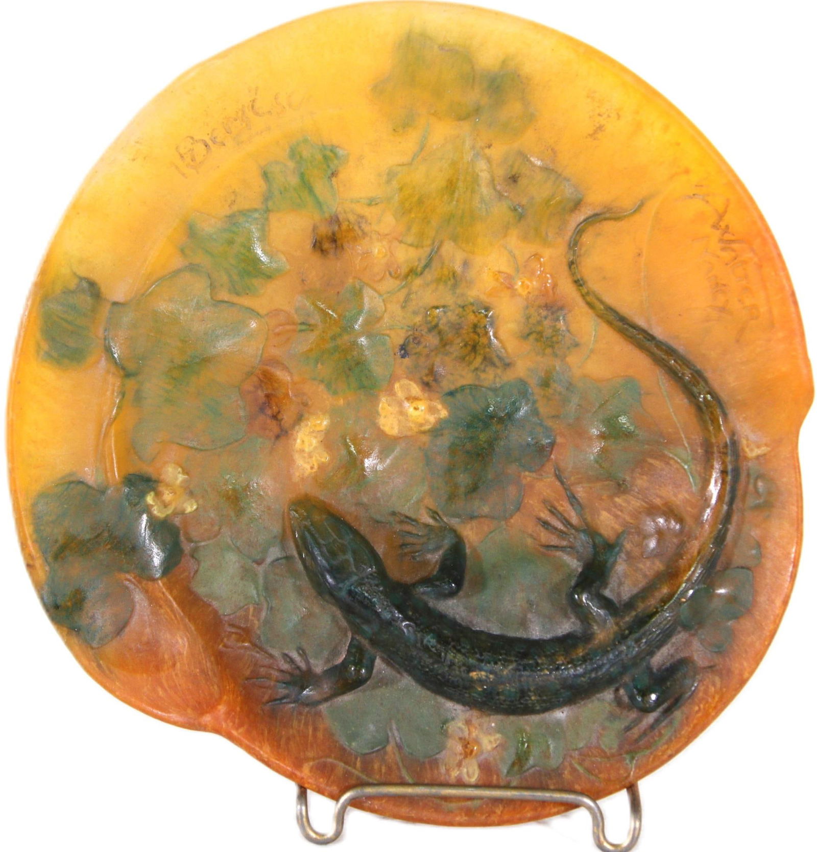 FRENCH ART GLASS SIGNED" AMALRIC WALTER NANCY LIZARD" (1 of 4)