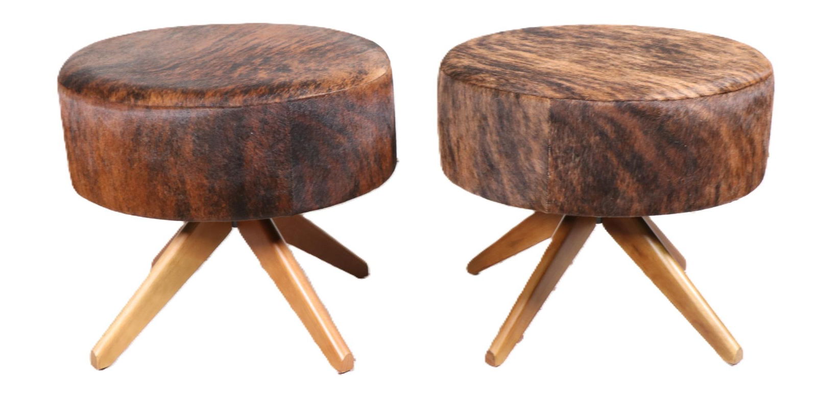 PAIR OF COWHIDE SWIVEL STOOLS (1 of 4)